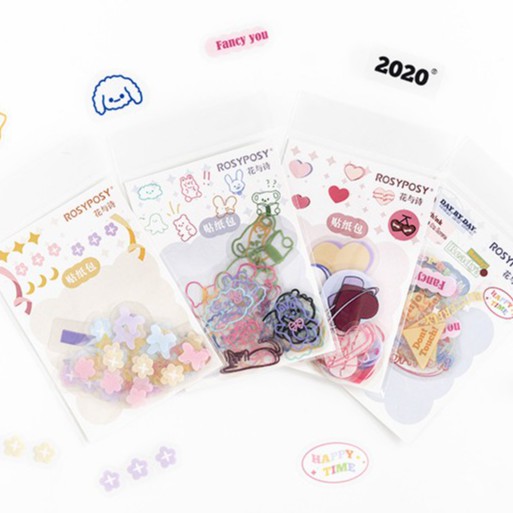 &lt;Ảnh Thật Shop Chụp&gt; Set 40 Miếng Sticker Hình Dán Xinh Xắn Trang Trí Sổ Tay Mohamm Điện Thoại Vở Khay Đựng Bút M028