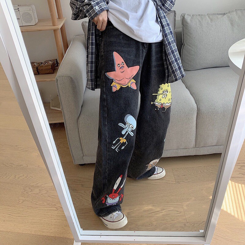 Quần jean hoạ tiết