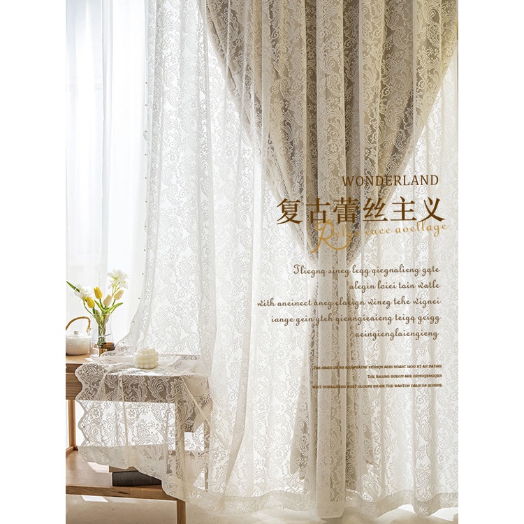 Rèm Cửa Sổ Vải Ren Đính Ngọc Trai Phong Cách Công Chúa