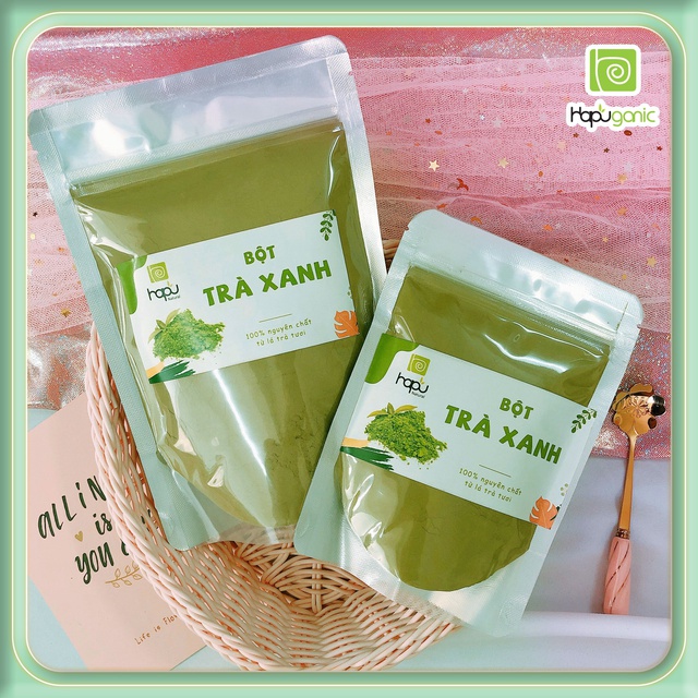 Bột Trà Xanh Việt Nam Nguyên Chất Hapu Organic dưỡng sáng da