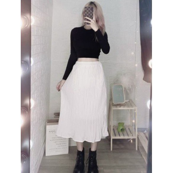 Chân váy xếp li dáng dài cai cấp vải đẹp