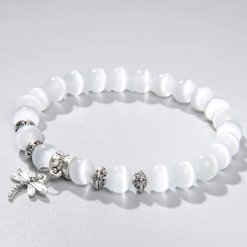 Chuỗi Hạt Tròn Màu Trắng/Xanh Dương Tự Nhiên Kích Thước 6/8/10mm Chất Lượng Cao Dùng Làm Trang Sức Thủ Công 15 Inch