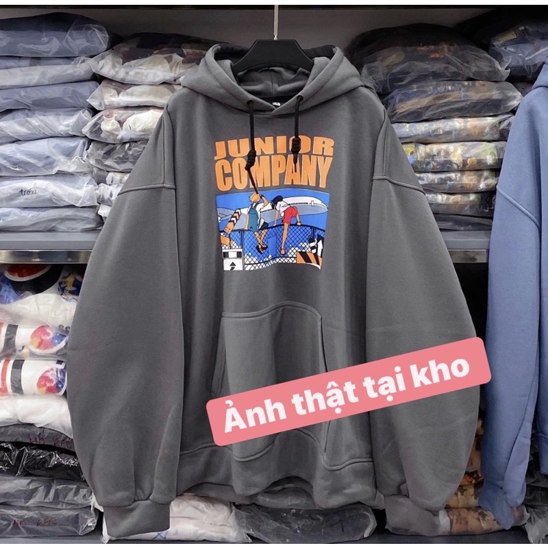 [ sẵn ] Áo Hoodie Forrm Rộng Xám Đen COMPANY Ulzzang [ nam nữ mặc được ]