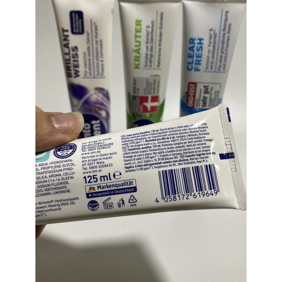 Kem đánh răng Dontodent Tím Nội địa Đức 125ml