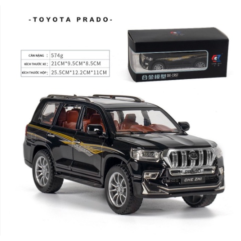 Mô hình xe ô tô Toyota Land Cruiser PRADO 1:24 hãng CHEZHI kim loại đồ chơi trưng bày oto rc trẻ em mini vỏ sắt quà tặng
