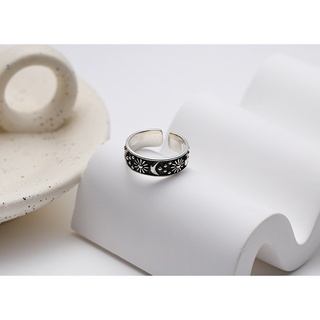 Nhẫn nam nữ tròn Unisex màu đen Thời trang Hunder store chất liệu Titan đẹp đơn giản - Nhẫn Sun & Moon