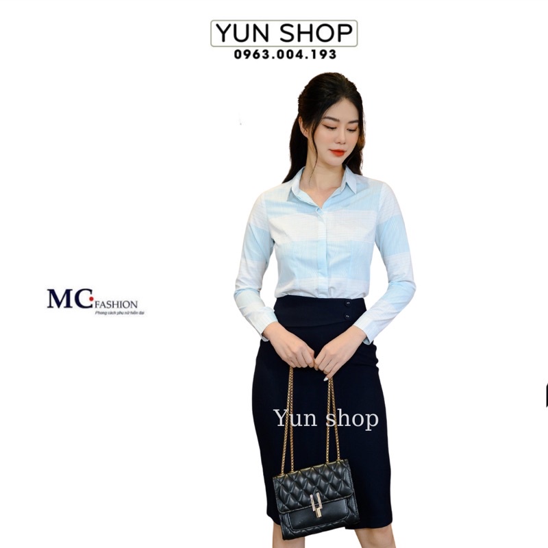 Áo Sơ Mi- Áo nữ Công Sở Dài Tay, Hoạ Tiết Kẻ To Chất Liệu Lụa Tằm Cao Cấp Lên Phom Dáng Đẹp, Chuẩn Hãng MC Fashion