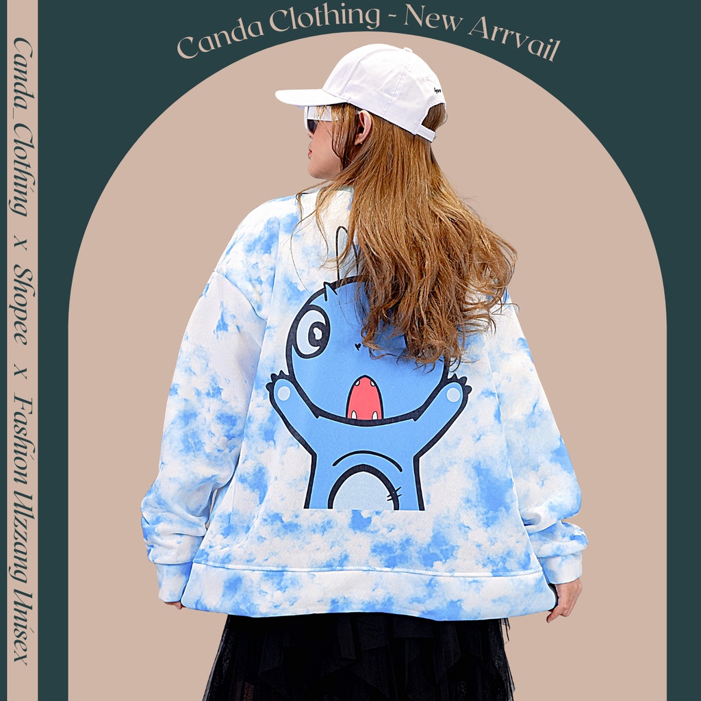 Áo khoác bomber nỉ bông 3D dày dặn form rộng unisex áo bóng chày nam nữ LOANG KHỦNG LONG XANH - CANDA 3377