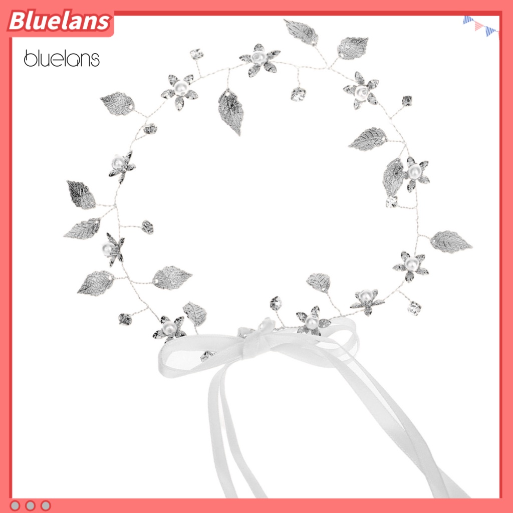 Băng Đô Cài Tóc Đính Ngọc Trai Nhân Tạo Hình Hoa Lá Cho Cô Dâu