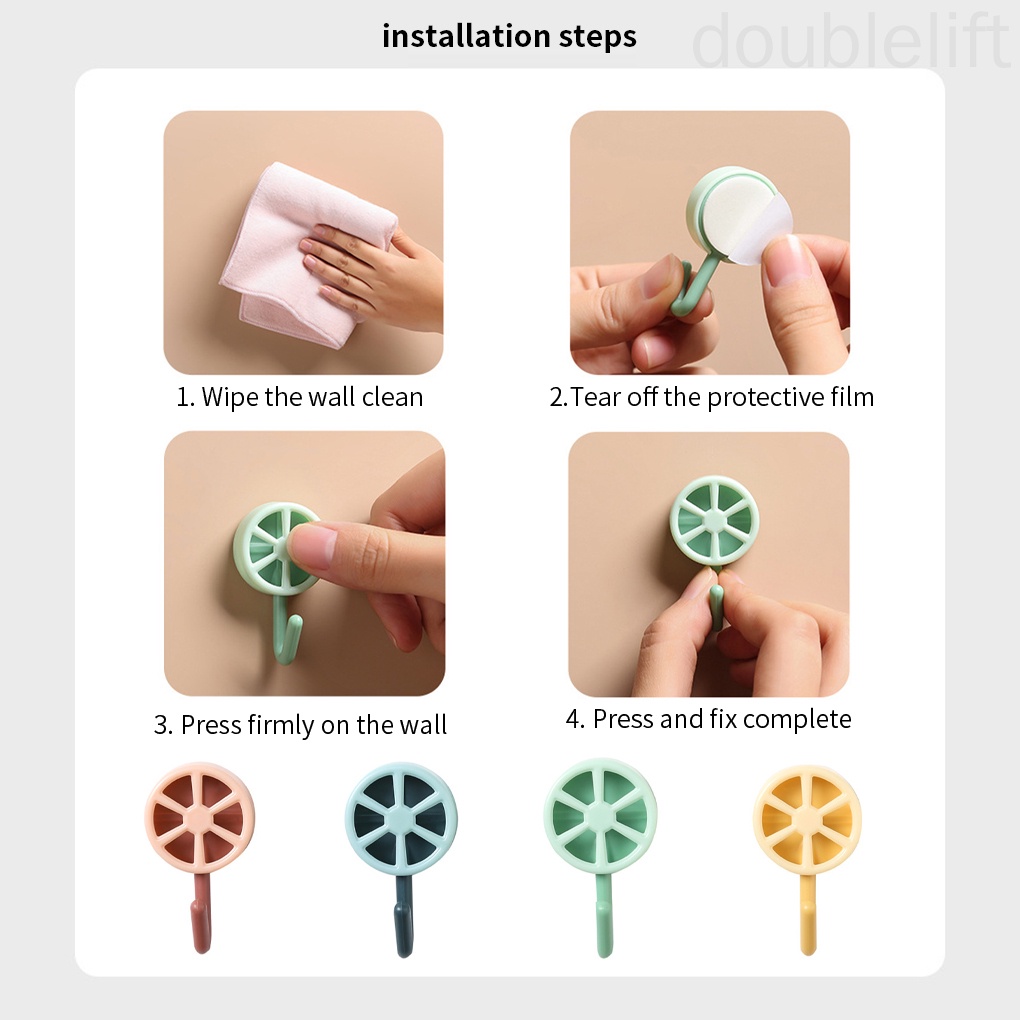 Set 5 Móc Treo Đồ Dán Tường Hình Quả Chanh Chống Thấm Nước Tiện Dụng Cho Nhà Bếp / Phòng Tắm
