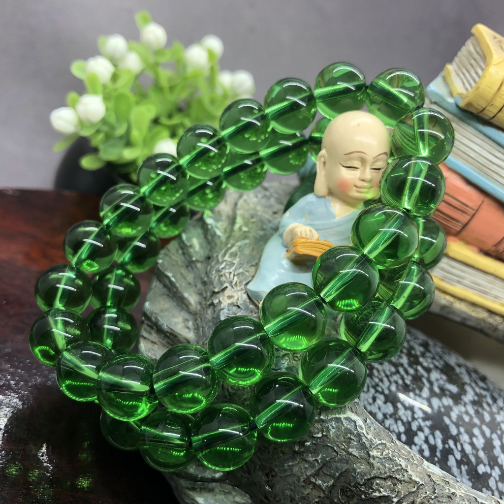 6/8/10 / 12mm hạt pha lê thạch anh xanh vòng tay charm handmade cho bạn bè