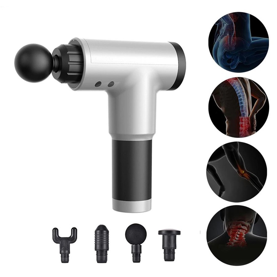 ☾☫Máy massage Fascial Gun 4 đầu 6 chức năng HL25 - cầm tay thư giản cơ bắp