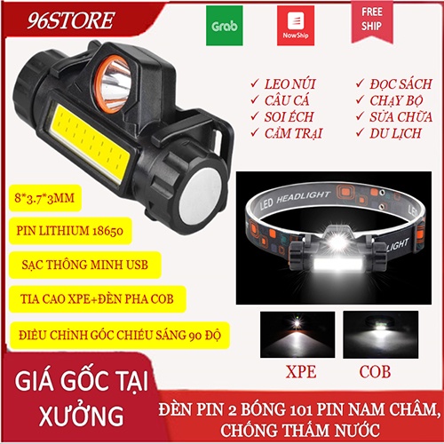 Đèn Pin 101 Bóng Đội Đầu Siêu Sáng Có Cổng Sạc Pin