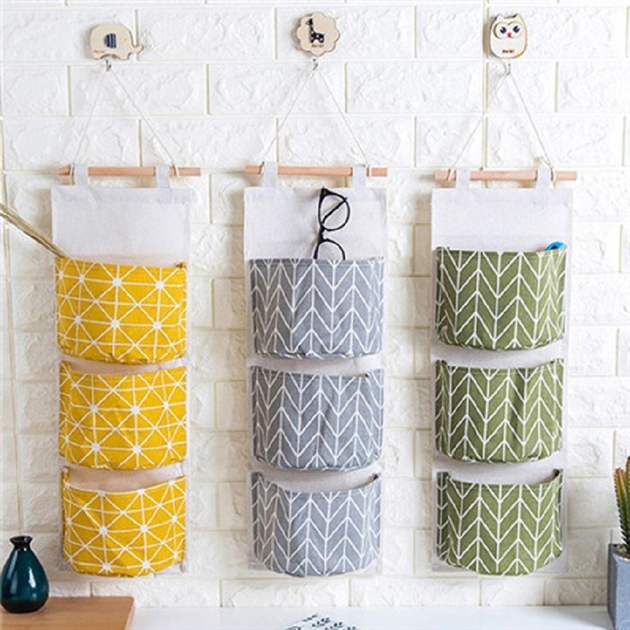 Túi vải treo tường decor trang trí nhà cửa 3 tầng đa năng 101254