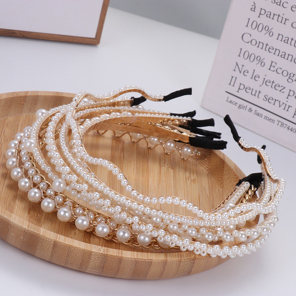 Băng đô cài tóc đính ngọc trai phong cách Hàn Quốc thời trang dành cho nữ