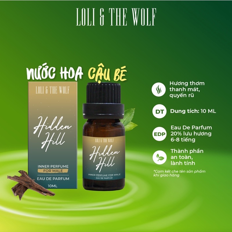 Nước hoa vùng kín nam Hidden Hill Eau De Parfum lưu hương lâu chai 10ml - LOLI & THE WOLF