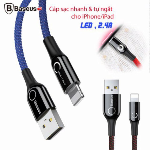 Cáp sạc baseus tự ngắt iphone sạc nhanh 2.4A