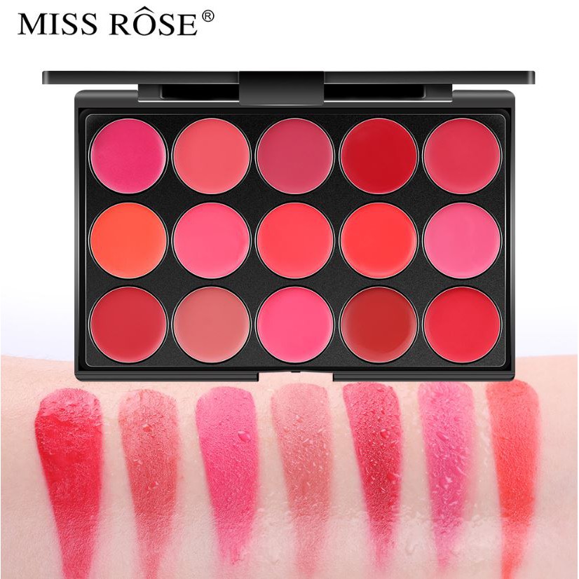 Bảng Son Lì Trang Điểm Miss Rose 15 Màu Chính Hãng, Mỹ Phẩm Makeup Chuyên Nghiệp, Lên Màu, Lâu Trôi, Dễ Sử Dụng