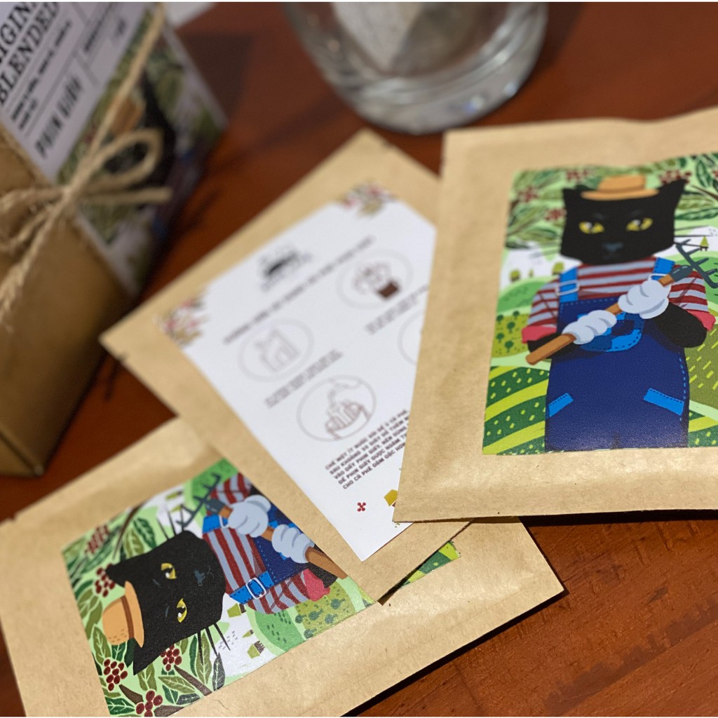 Gói cà phê phin giấy túi lọc_100% ROBUSTA hình mèo dễ thương _Khuê Cà Phê | BigBuy360 - bigbuy360.vn