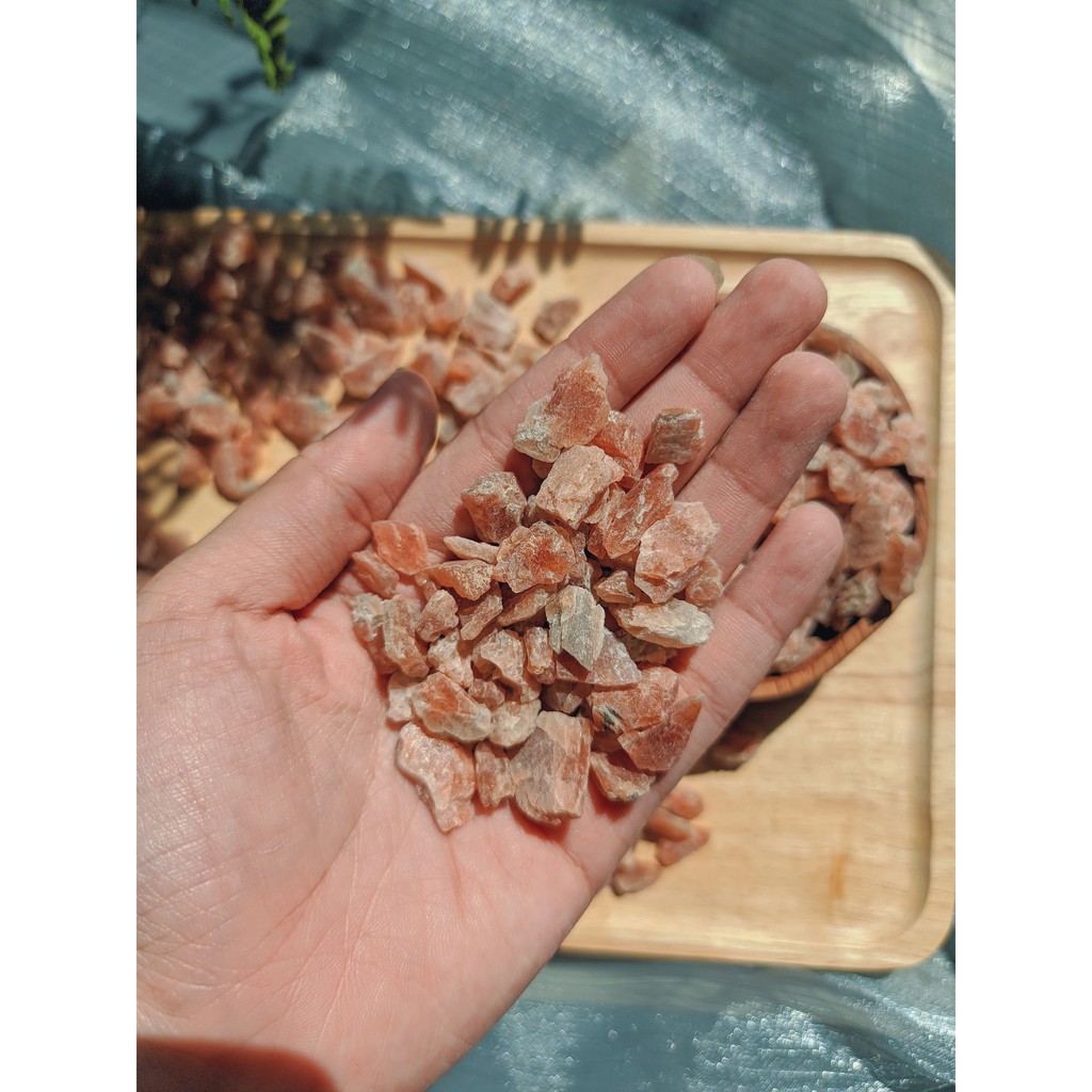 Vụn thô đá thanh tẩy Sunstone, đá phong thủy đá mặt trời tự nhiên dùng Tarot, Reiki, thiền định