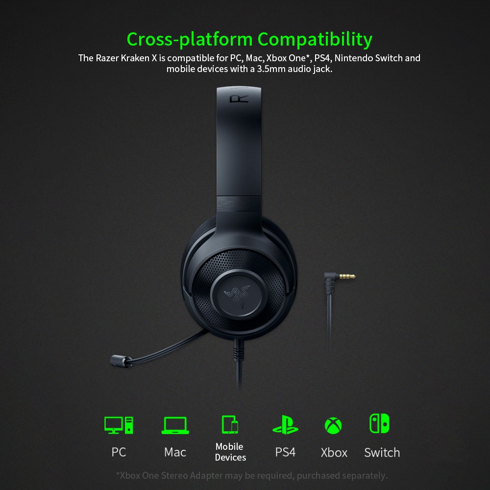 Razer Kraken X 3.5MM Interface Standard Edition 7.1 Tai nghe chơi game siêu nhẹ âm thanh vòm