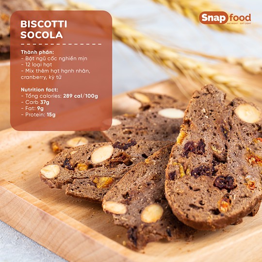 Bánh Biscotti ĂN KIÊNG 🥝 mix vị VANI, SOCOLA, TRÀ XANH - Gói 300gam 🥝Bánh Biscotti NGUYÊN CÁM