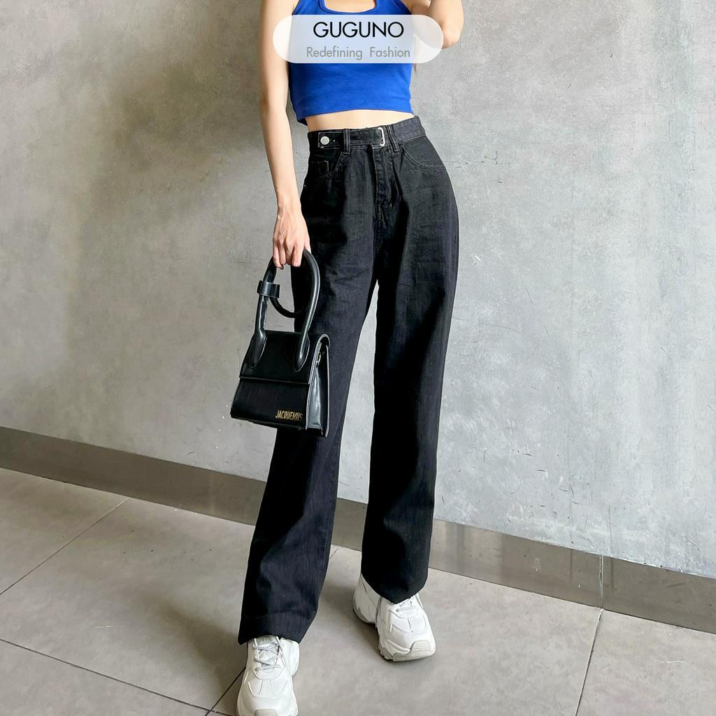 Quần jeans nữ ống rộng GUGUNO