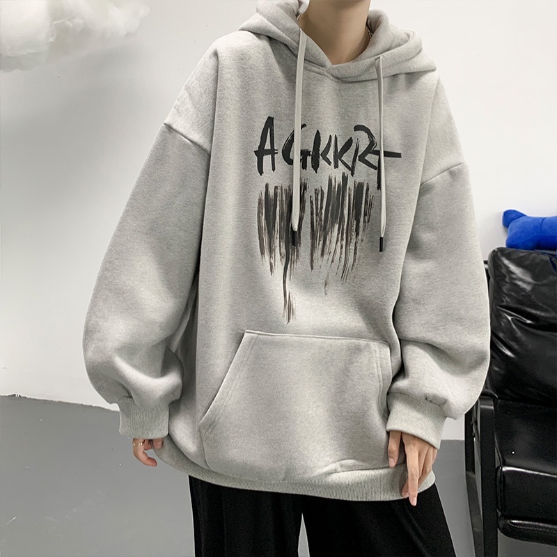 Áo hoodie tay dài dáng rộng vải cotton thời trang xuân thu cá tính dành cho nam