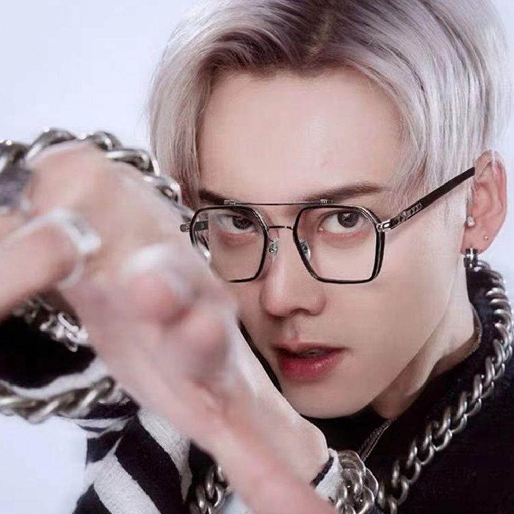 Kính Chống Ánh Sáng Xanh Tròng Vuông Đôi Cỡ Lớn Cho Nam Nữ