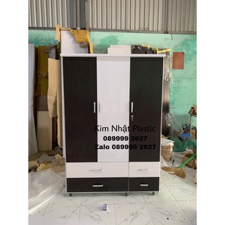 Tủ nhựa Đài Loan 3 cánh 4 ngăn thiết kế đẹp FREESHIP