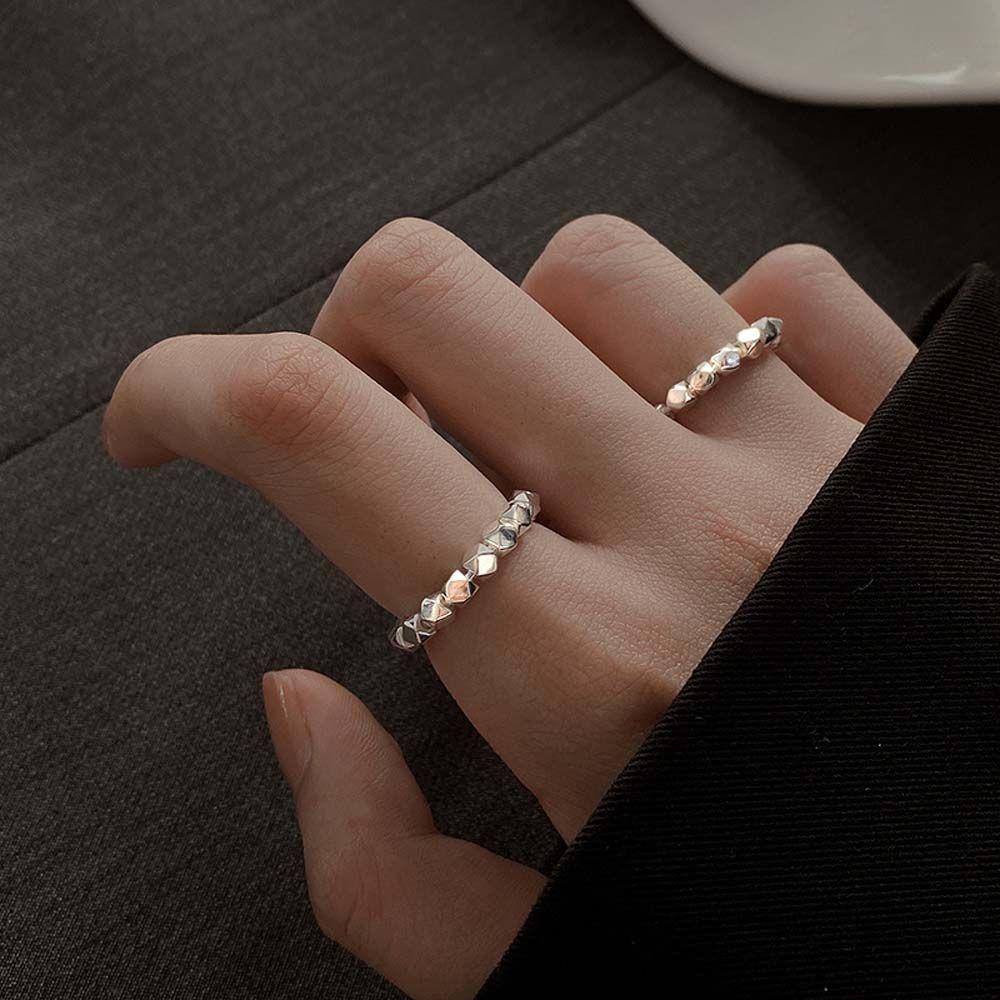 Nhẫn Tay QQMALL Đính Hạt Vuông Thanh Lịch|Nhẫn Handmade Hình Vuông Đính Hạt Nhiều Màu Sắc