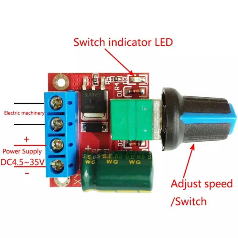 Mô Đun Điều Khiển Tốc Độ Động Cơ Mini 5a 90w Pwm DC-DC 4.5v-35v 12v 24v