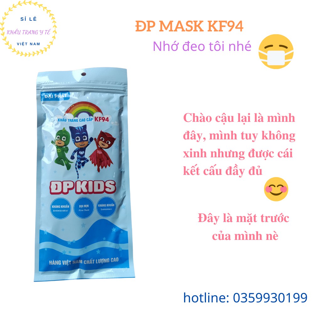 [ ĐẠI PHÁT ] Khẩu Trang Y Tế Kháng Khuẩn Khẩu Trang KF94 Mask Kids Túi 10 Chiếc Màu Trắng Có Hình