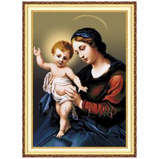 Tranh thêu chữ thập Đức mẹ và chúa Jesu DLH-YA796 ( chưa thêu )