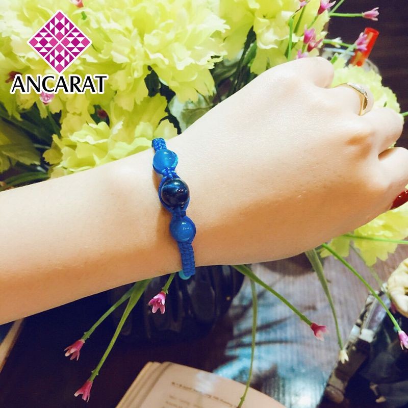 ANCARAT - New Vòng tay Handmade 3 hạt đá ngũ hành phong thuỷ - Đủ Mệnh - VT13