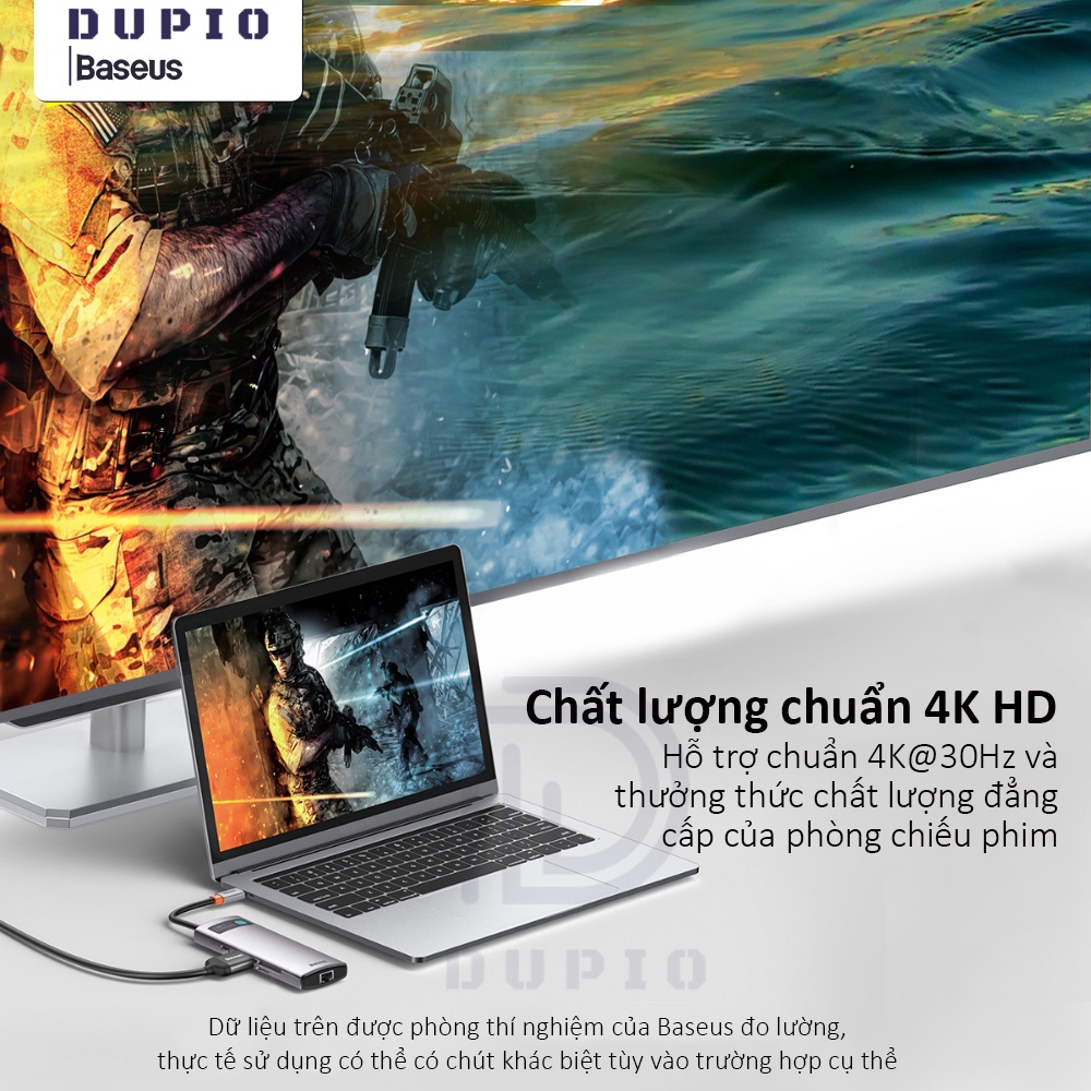 Hub chia cổng DUPIO Baseus cổng type-c sang hdmi usb 3.0 dành cho macbook pro air surface pro 7 HUB01