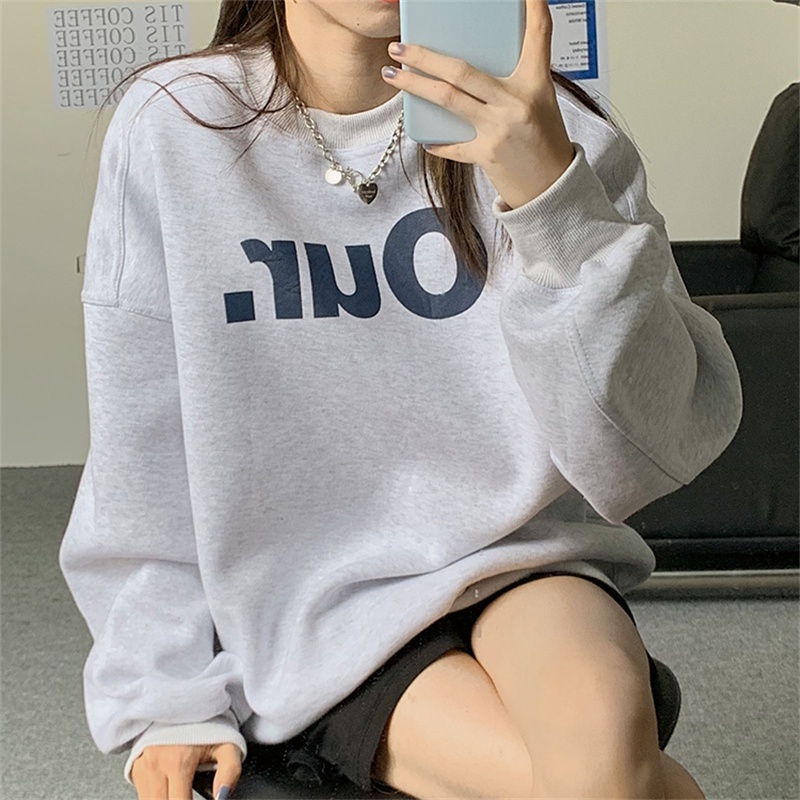 NRVP Áo Hoodie Dáng Rộng Thời Trang Hàn Quốc Đơn Giản Cá Tính Cho Nữ