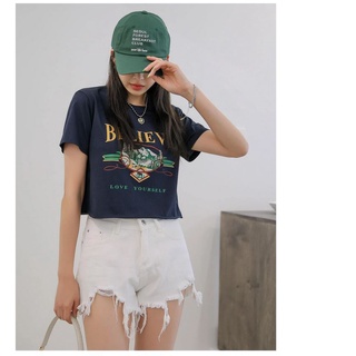 Áo thun nữ croptop dáng thể thao Beleive màu xanh đen cực chất