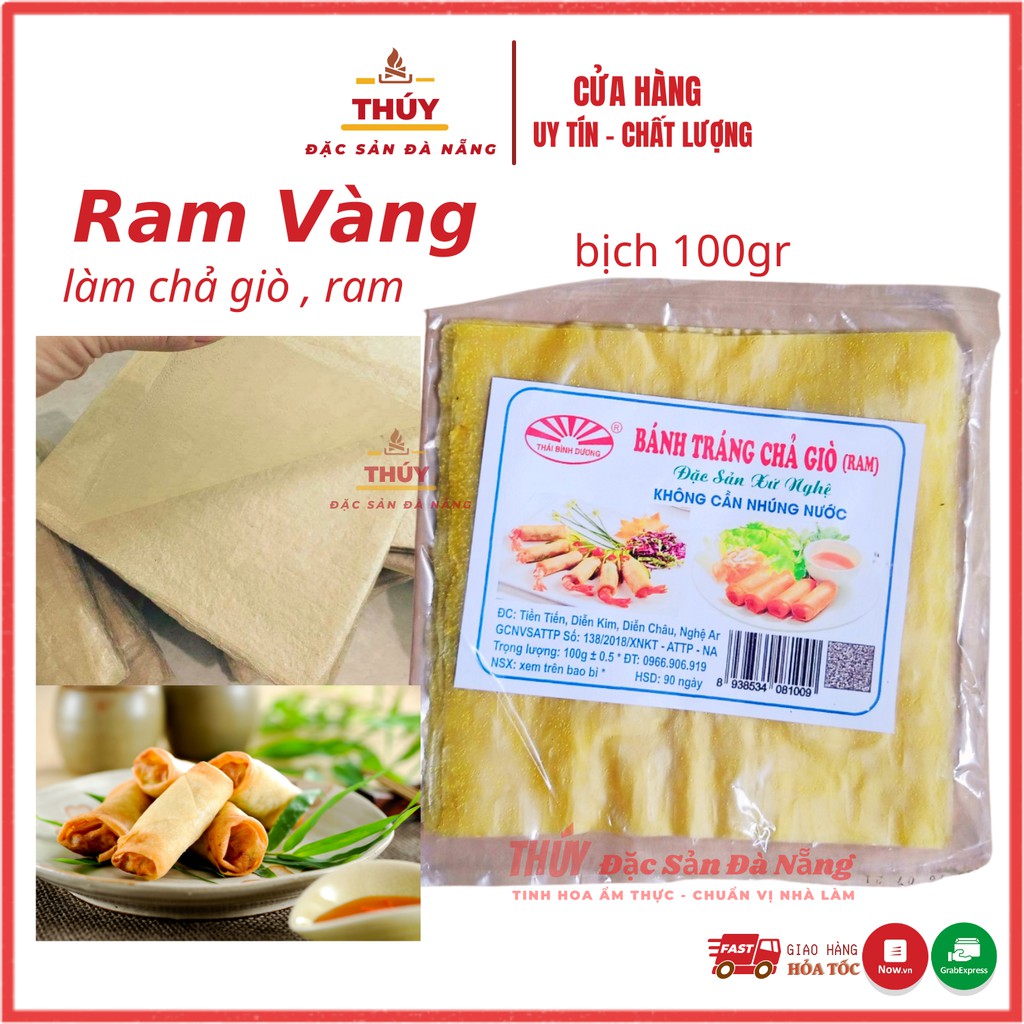 lá ram vàng túi 100gr gồm 20 đến 25 lá bánh làm chả giò