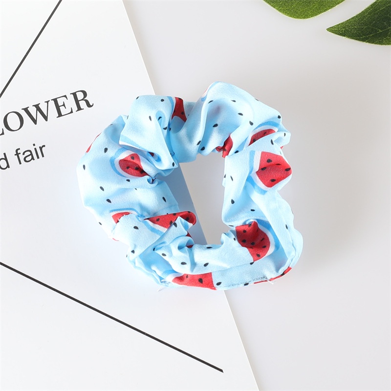 Dây buộc tóc Scrunchies DOUDOU Cột tóc vải cho bạn gái họa tiết hoa quả xinh xắn phong cách Hàn Quốc FQ002
