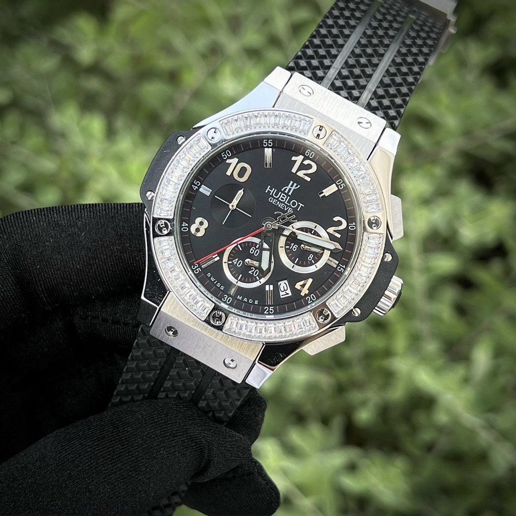 Đồng Hồ Nam HB BIGBANG BLACK đá viền - Máy Quazt Nhật , Mặt Saphire 42mm , Chống Nước- Bảo Hành 24 Tháng
