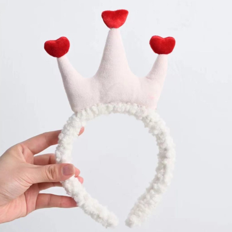 Flgo Băng Đô Vương Miện Nhồi Bông Mềm Mại Họa Tiết Trái Tim Hoạt Hình Làm Phụ Kiện Chụp Ảnh