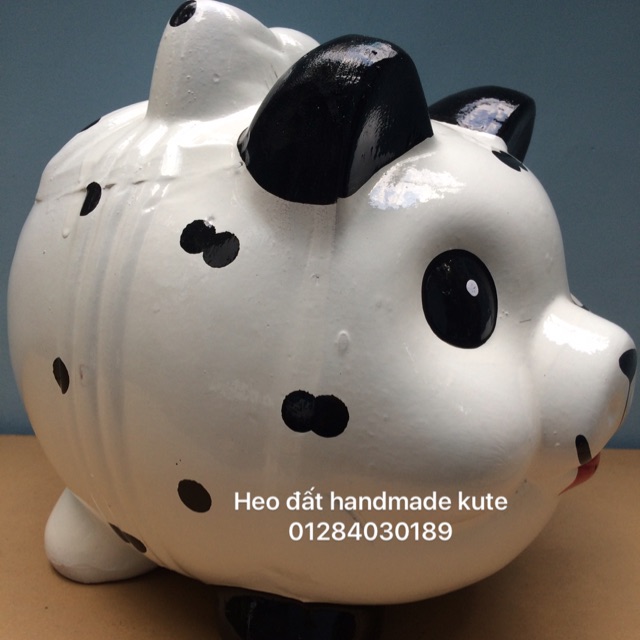 Heo đất handmade chó đom Nơ XL