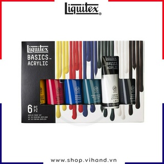 Hộp 6 tuýp màu vẽ phổ thông Liquitex Acrylic Basics - 118ml (4Oz)