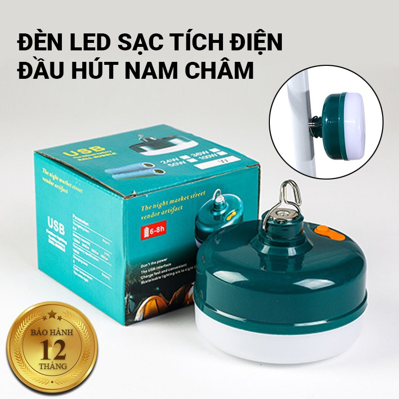 Đèn LED siêu sáng sạc tích điện C12 công suất 12W/24W/36W có móc treo, đầu hút nam châm, chống nước, chất liệu nhựa PP