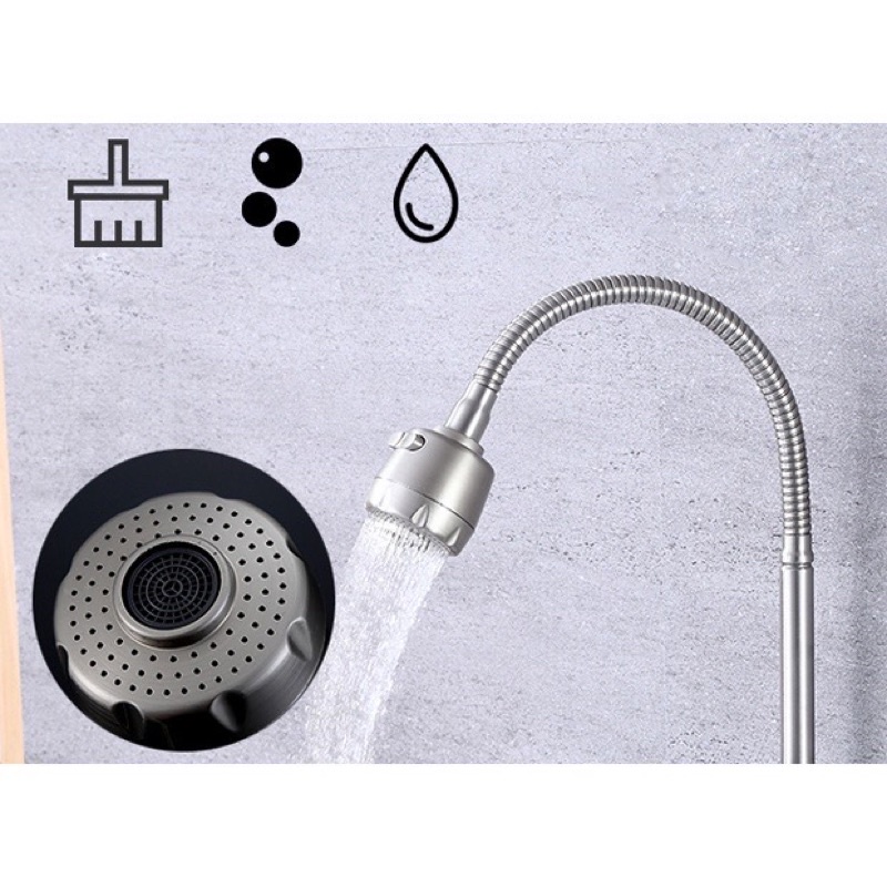 Vòi Rửa Bát INOX 304 Cắm Tường Cần Mềm Lạnh-Bát Sen 2 Chế Độ Điều Chỉnh