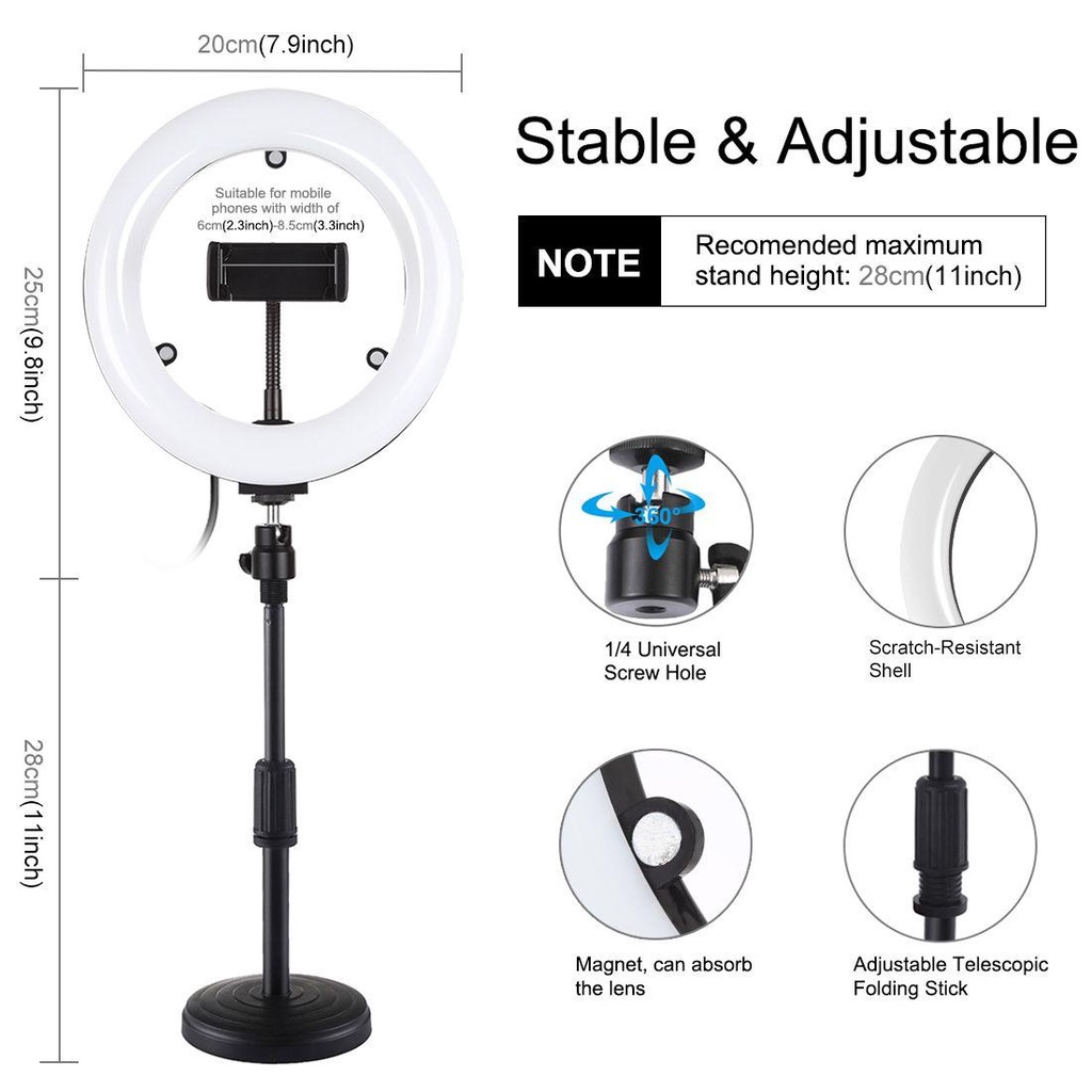 BTLIMER Đèn LED Hình Tròn 11.8 inch 30cm Hỗ Trợ Live Streaming Live Streaming