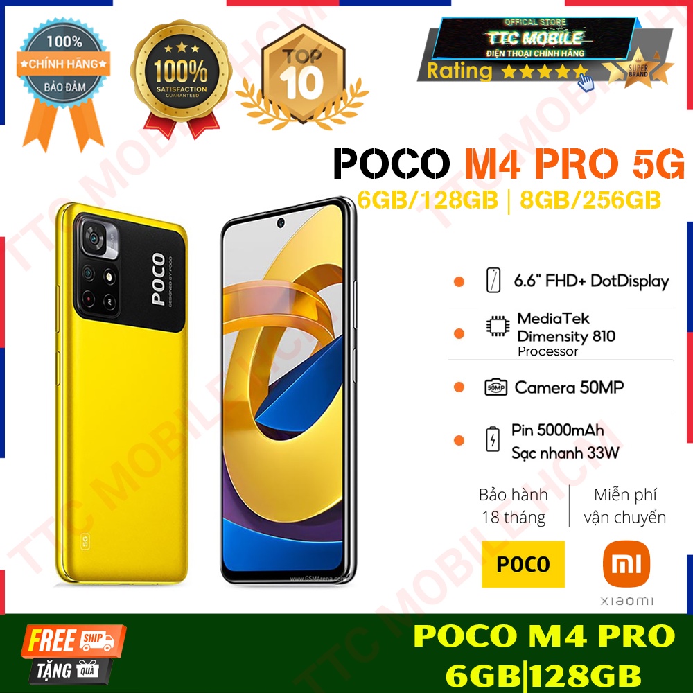Điện thoại Xiaomi POCO M4 PRO 5G 6GB/128GB | Pin 5000mAH | Sạc Nhanh 33W | Camera 50MP - HÀNG CHÍNH HÃNG