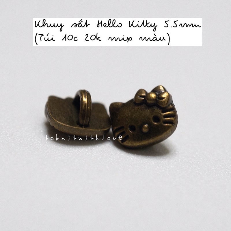 Khuy sắt hình Hello Kitty size 5.5mm (túi 10c 20k mix màu)