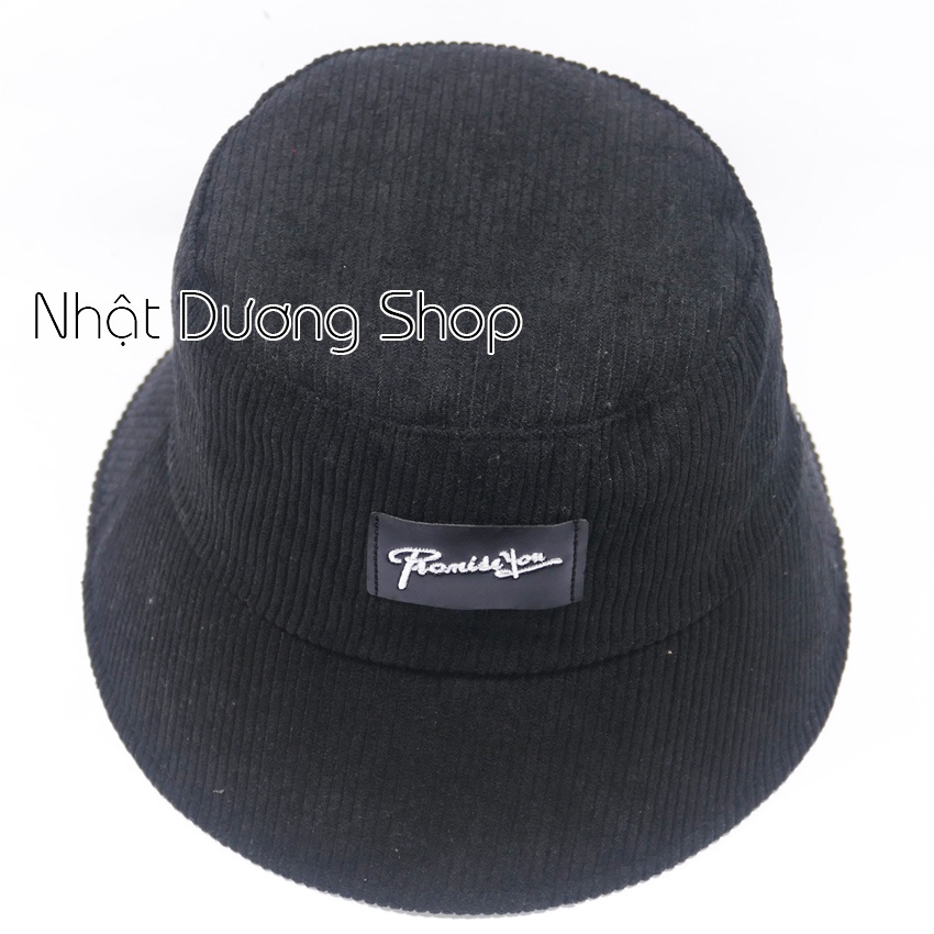 Nón Bucket vành cụp- Nón tai bèo thêu PromissYou chất nhung cao cấp phù hợp cho cả nam và nữ